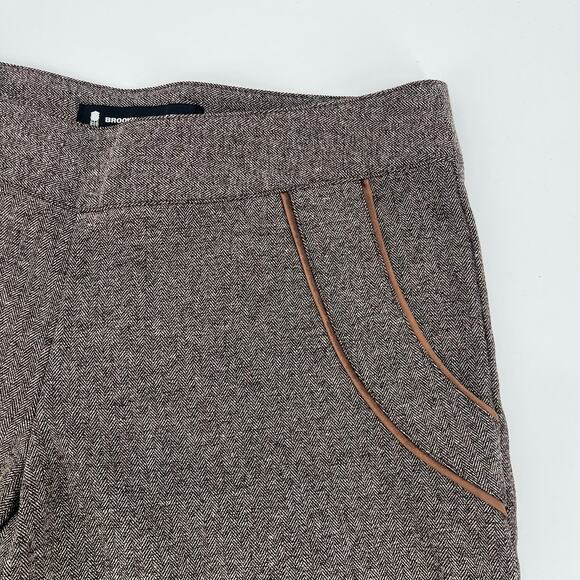 Brooklyn Industries Tweed Shorts Sz 4 Preppy Dark Academia Leather Herringbone - Picture 2 of 13